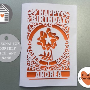 Fleur de mois de naissance d'octobre SVG - Souci | de papier découpé personnalisé | Fichier numérique découpé EPS-PNG-Dxf-Pdf | Carte Joyeux anniversaire