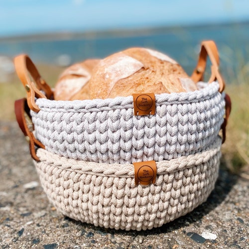 Crochet Bread Basket Pattern Crochet Basket Pattern Etsy
