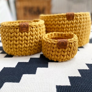 Crochet Basket Set, Handmade Basket Set, Crocheted Basket, Storage Basket, Crochet Storage, Crochet Home Decor, Storage Baskets image 1
