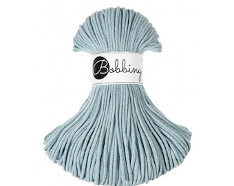 Misty Blue Bobbiny Premium 3mm Braided Cord, Crochet Cotton Rope, Macrame Cord 100m/108yds