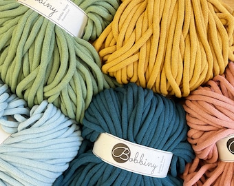 Crochet Cord, 9mm Bobbiny, Braided Cord, Macrame Cord