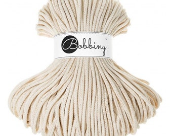 Bobbiny Premium 5mm Braided Cord Golden Natural, Crochet, Macrame Cord 100m/108yds