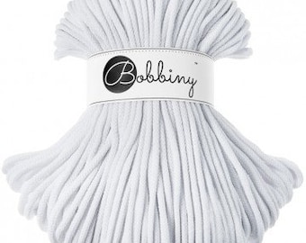White Bobbiny Premium 5mm Braided Cord, Crochet, Macrame Cord 100m/108yds