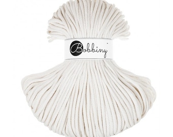 Off White Bobbiny Premium 5mm Braided Cord, Crochet, Macrame Cord 100m/108yds