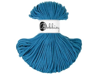 Dopamine Blue Bobbiny Premium 5mm Braided Cord, Crochet, Macrame Cord 100m/108yds