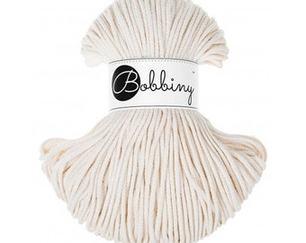 Natural Bobbiny Premium 3mm Braided Cord, Crochet Cotton Rope, Macrame Cord 100m/108yds