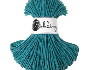 Teal Bobbiny Premium 3mm Braided Cord, Crochet Cotton Rope, Macrame Cord 100m/108yds