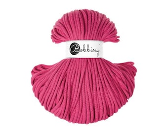 Dopamine Pink Bobbiny Premium 5mm Braided Cord, Crochet, Macrame Cord 100m/108yds
