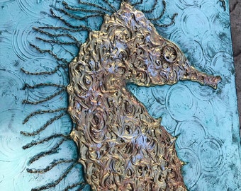 Seahorse Original Art Sea and Beach Decor