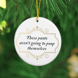 These Pants Aren&#39;t Going to Poop Themselves Tree Ornament - Funny Crude Humor Christmas Ornaments for friends, Meme Gag Gift