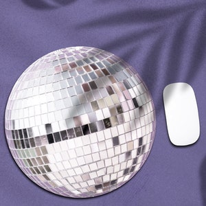 Disco Ball Mouse Pad - Funny Round Mousepad, Meme Desk Decor, Funny Gaming Mouse Pad, Unique Desk Mat, Circle Photo Mouse Mat