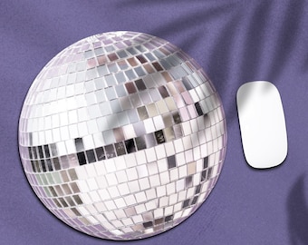 Disco Ball Mouse Pad - Funny Round Mousepad, Meme Desk Decor, Funny Gaming Mouse Pad, Unique Desk Mat, Circle Photo Mouse Mat