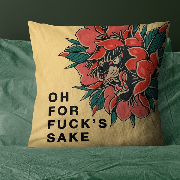 Oh For Fuck's Sake Throw Pillow - Funny Profanity Accent Pillow Cover & Insert, Sarcasm Throw Pillow, Meme Home Decor, Dorm Decor 14" 16" 18