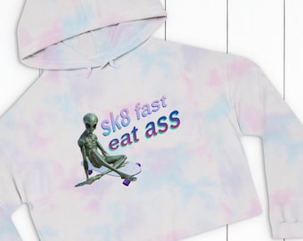 Funny Y2k Vaporwave Hooded Sweatshirt, Womens Tie Dye Meme