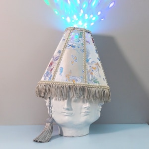 Iridescent Pastel LED Lampshade Hat - Light Blue Holo Festival Hat, Funny Costume Hat with Sound Activated Party Lights, Unique Rave Outfit