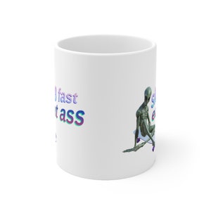 Sk8 Fast East Ass Coffee Mug - Funny y2k Meme Mug, Vapor wave Skateboarding Alien 11oz Mug, Retro 2000s Weird Profanity Gag Gift for Adults image 2