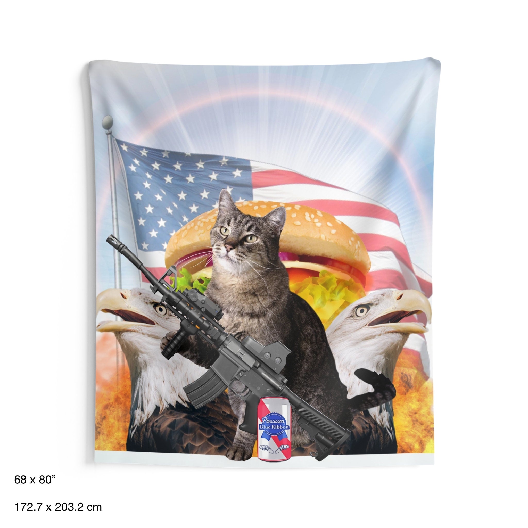 Funny Cat Meme Blur Tapestry for Sale by volkaneeka