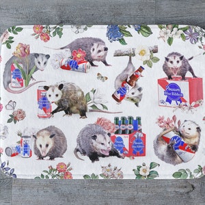 Possums and Beer Bath Mat - Funny Bathroom Decor, Animal Bathroom Rug, Floral College Dorm Bathroom Decor, Funny Home Decor