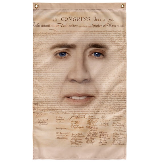 Nicolas Cage With Declaration Of Independence Flag Etsy