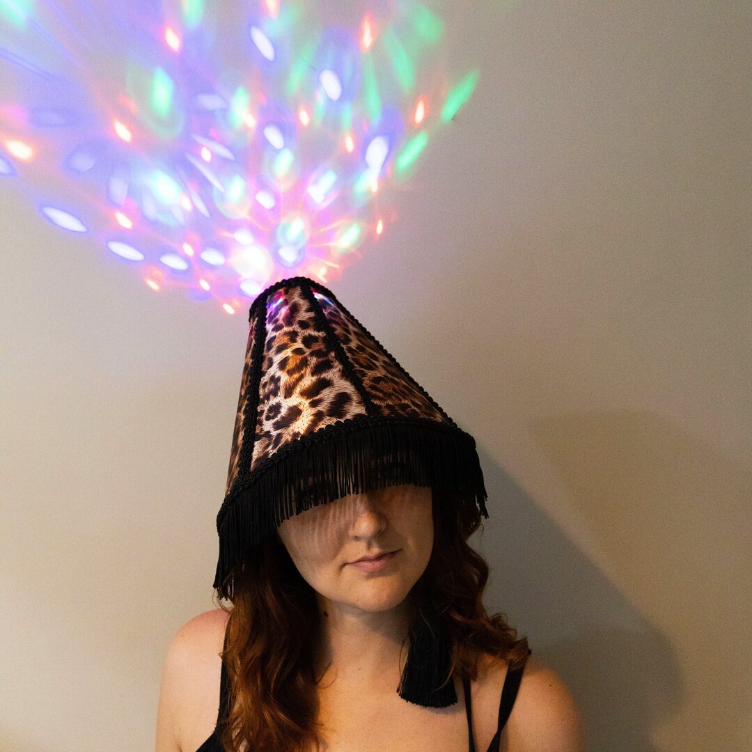 Leopard Print LED Lampshade Hat Funny Costume Hat With Sound Activated