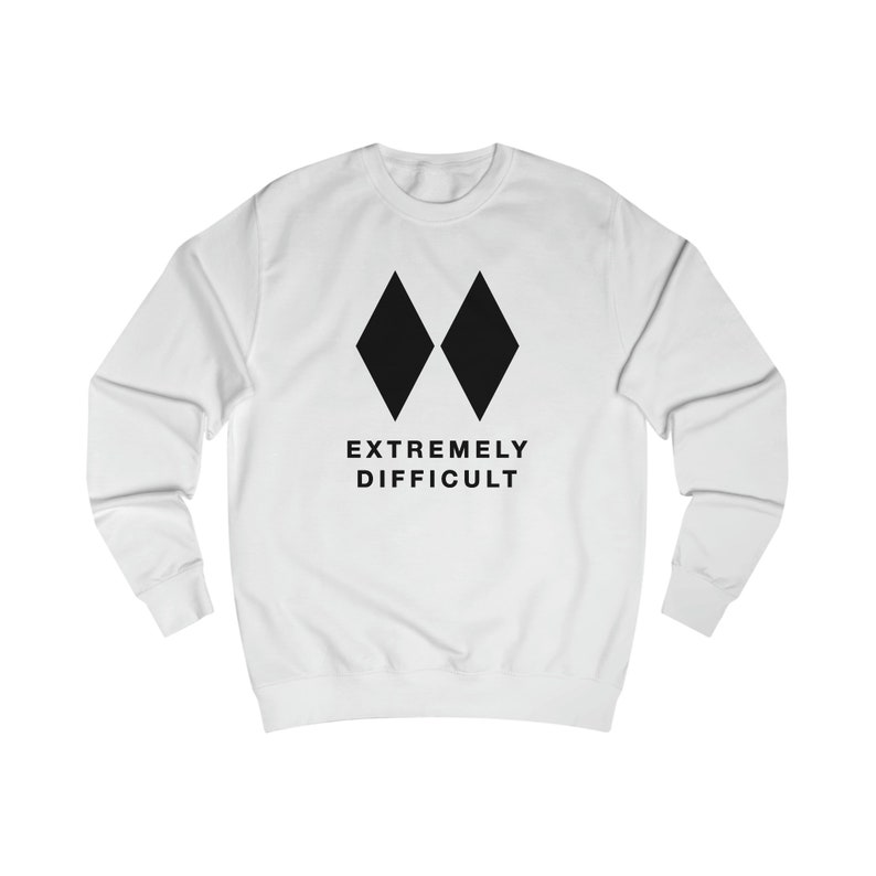 Extreem moeilijk sweatshirt Ski Meme Pullover voor mannen, vrouwen Grappige Unisex Double Black Diamond Skier / Snowboarder Gift afbeelding 3