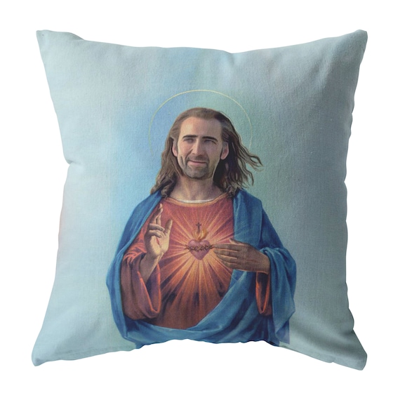 Nic Cage as Jesus Throw Pillow Pillow Nicolas cage pillow | Etsy