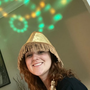 Gold LED Lampshade Hat Funny Costume Hat with Sound Activated Party Lights, Unique Festival Outfit Accessory, Rave Hat image 9