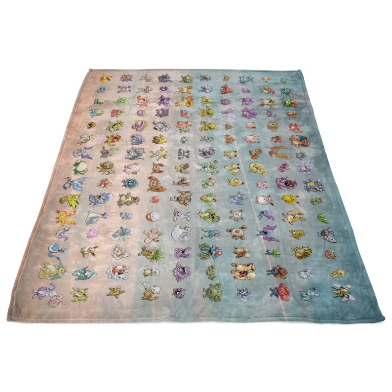 Original 151 Pokemon Fleece Blanket / Gen 1 Pokemon Throw Etsy
