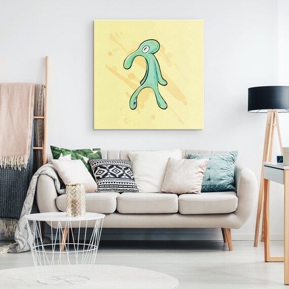 Bold And Brash Canvas Print Funny Spongebob Wall Art Squidward Painting Meme Dorm Decor