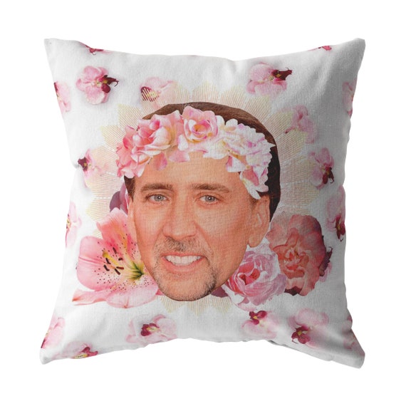 Floral Nic Cage Face Throw Pillow Nicolas cage pillow | Etsy