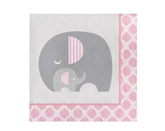 Elephant Napkins Baby Shower Girl Pink Elephant Baby - Etsy