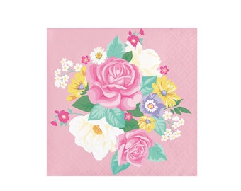 Pink Flower Cake Napkins