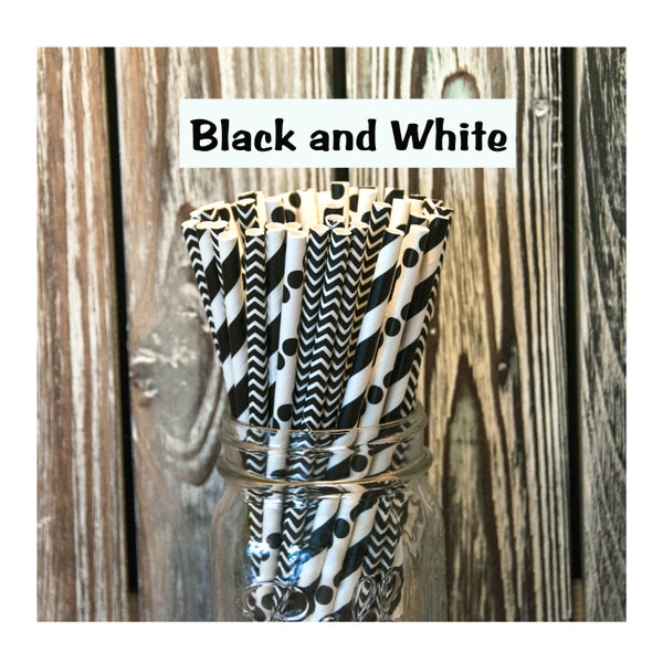 Black and White Paper Straw Mix