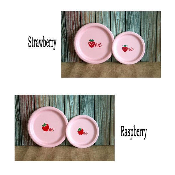 8 - 1st Birthday Strawberry or Raspberry Plates