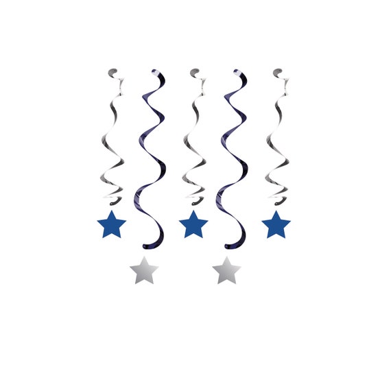 Star Hanging Decor Baby Boy Hanging Decorations Foil And Paper Decor Blue And Silver Baby Shower Decor Birthday Decor Star Decor