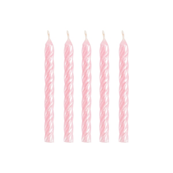 Iridescent Pink Spiral Candles