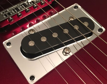 Guitar Part - CONVERSION PICKUP RING Mounting Trim Bezel - Humbucker to Telecaster Bridge Single Coil - Black, Clear, Chrome Gold Mirror