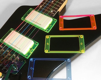 Guitar Part - PICKUP RING Mounting Trim Flat Bezel - HUMBUCKER - Fluorescent Glow - Blue Green Red Yellow