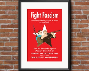 Fight Fascism - 1930s style Cable Street Poster