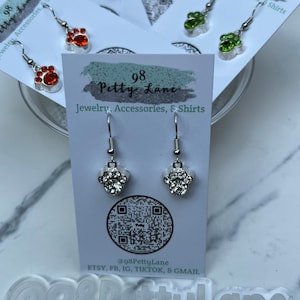 Minimalist Rhinestone Dog Paw Dangle Earrings Ear Dressing