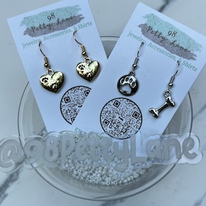 Minimalist Rhinestone Dog Paw Dangle Earrings Ear Dressing