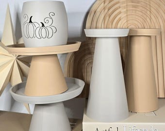 3D printing file, commercial license, STL, decorative pedestal conical, 3D print decorative stand & smooth plates, presentation stand for lanterns and home