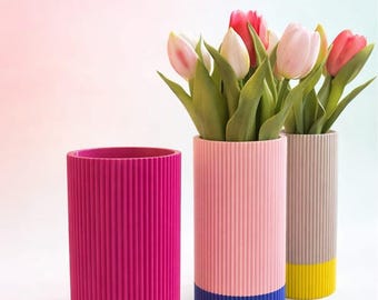 3D print file / "Vases Manyka" STL – Fluted Vase – modern design vase STL, grooves, Scandinavian design / private incl. mini commercial license