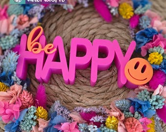 3D print file, lettering "be HAPPY" STL, 3mf, home, decoration, living, 3D printing, private incl. mini commercial license