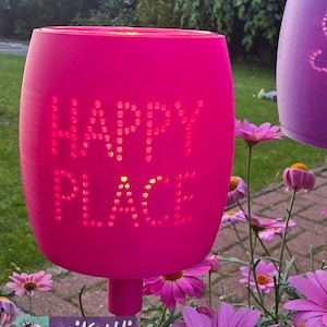 3D Druck Datei, private Lizenz, Windlicht "Happy Place" 2 in 1, 3mf, Gartenstecker, Laterne, Sommer Deko, Gartenparty