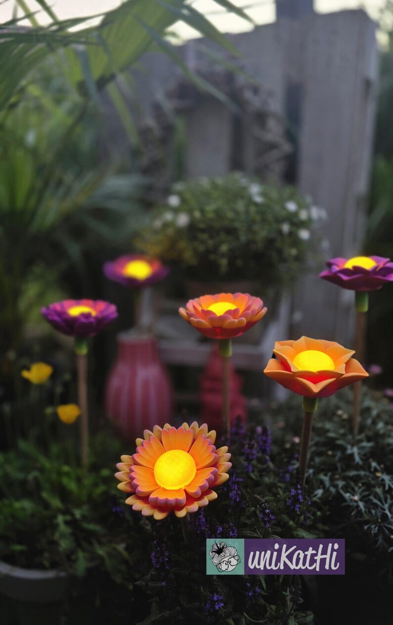 3D-utskriftsfil, 3D-blomma "GEBBI" STL-fil, trädgårdsdekoration för pool, balkong, LED-insats, exklusiv design, privat bruk inklusive mini-kommersiell licens bild 4