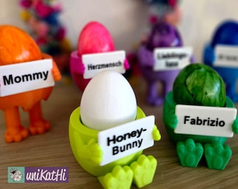 3D print file, EggBuddy STL, 3mf, Easter, egg cup, Easter bunny, Easter egg on legs, breakfast, private incl. mini commercial license
