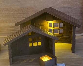 Archivo de impresión 3D, belén, STL 3MF, belén navideño moderno para imprimir en casa, sencillo, decoración navideña, uso privado con licencia comercial limitada.