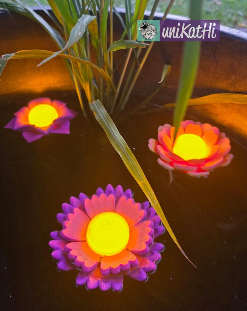 3D-utskriftsfil, 3D-blomma "GEBBI" STL-fil, trädgårdsdekoration för pool, balkong, LED-insats, exklusiv design, privat bruk inklusive mini-kommersiell licens bild 7
