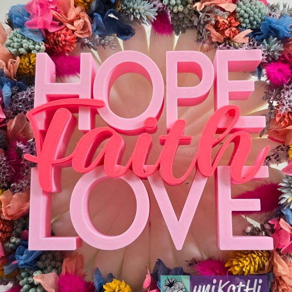 3D print file, lettering "LOVE Faith HOPE" STL, 3mf, home, decoration, 3D printing, faith, confidence, private use including mini commercial license